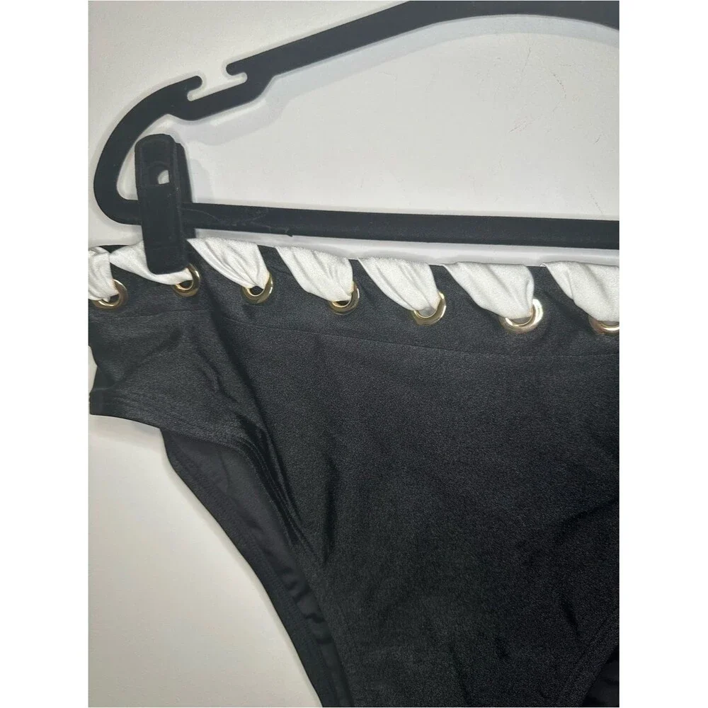 White House Black Market Grommet Lace Bikini Bottom SZ‎ XL Color Black/ White